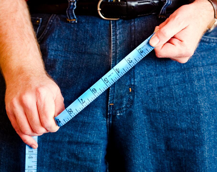 измерване на пениса с сантиметър