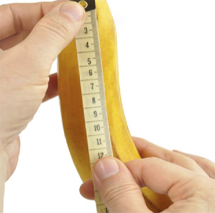банан се измерва със сантиметрова лента